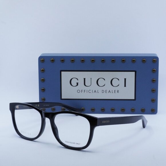 FINAL PRICE NEW GUCCI GG1344O 005 SHINY BLACK EYEGLASSES - Picture 1 of 9